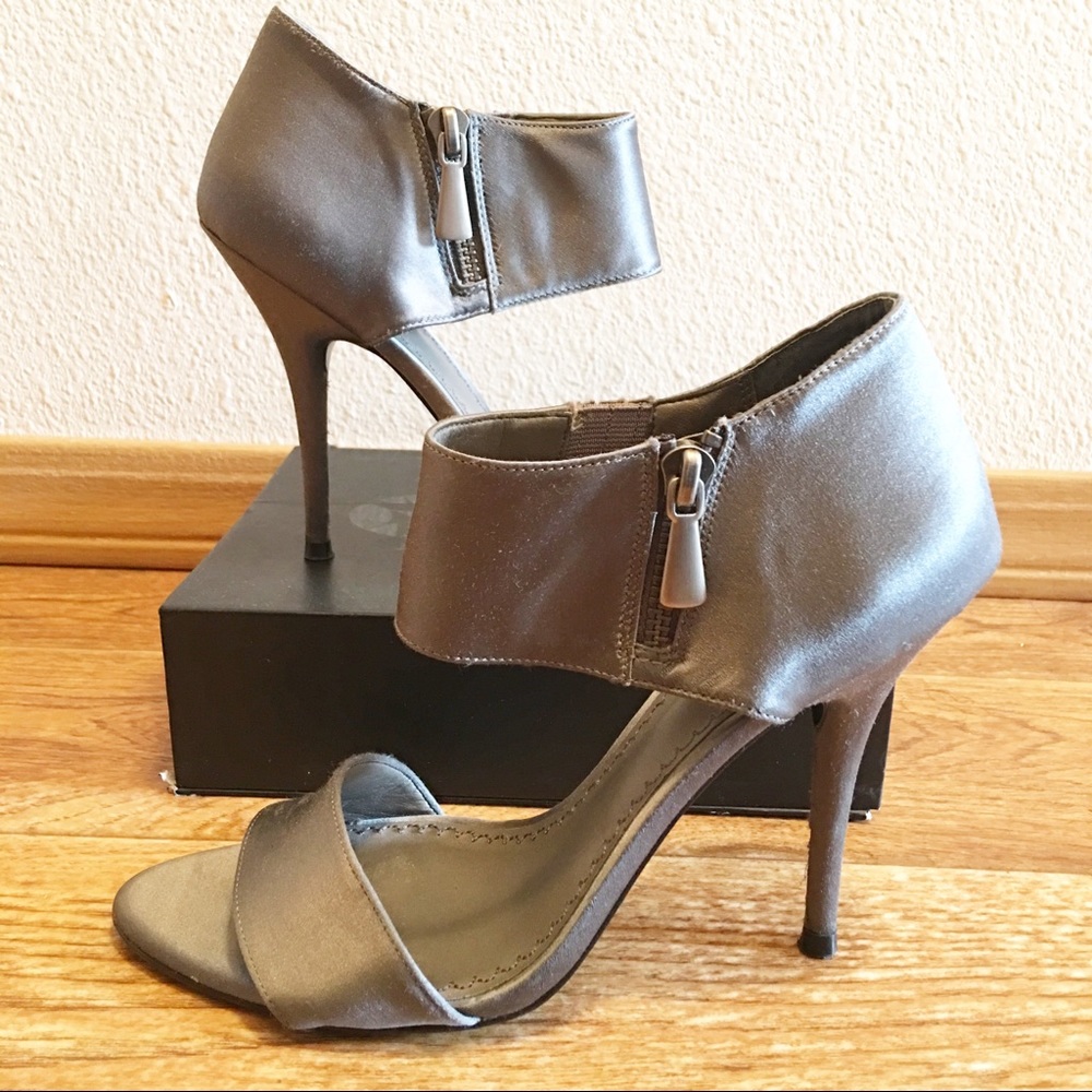 Silver Zipper Heels